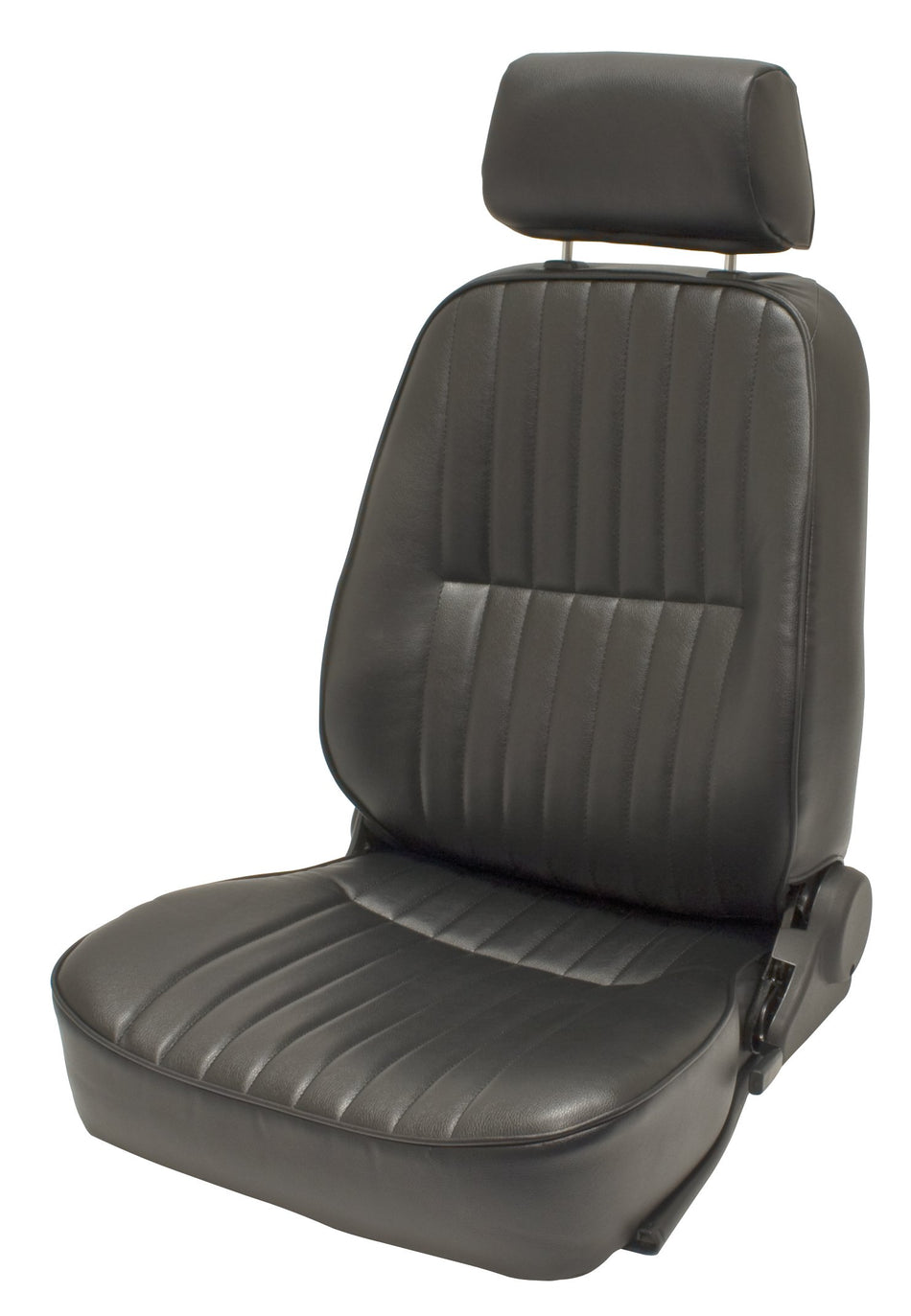 EMPI 62-2960-0 low-back reclining bucket seat with headrest, black vinyl, left driver side for VW Beetle and Ghia
