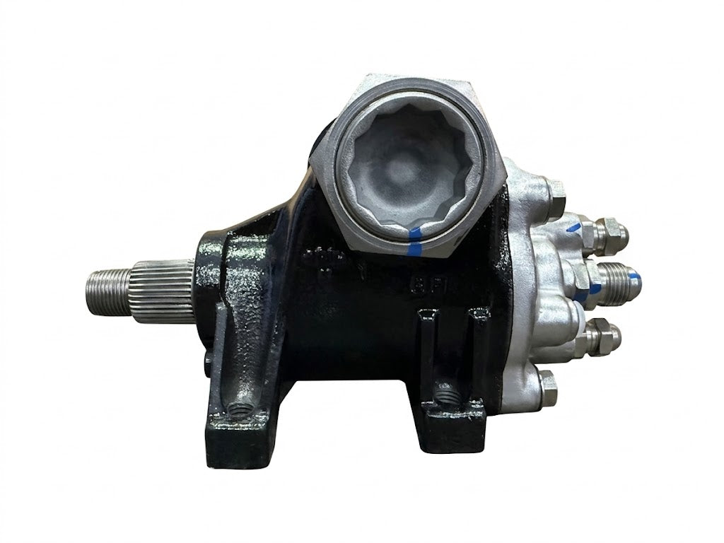 Rebuilt VW Super Beetle Steering Box, Genuine German OEM Worm & Roller - Type 1 1971-1979, mounted view