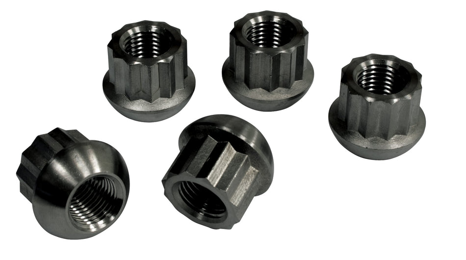 EMPI Porsche Style Alloy Lug Nuts, Black, Ball Seat, M14-1.5, Set of 5 (70-2883-0)
