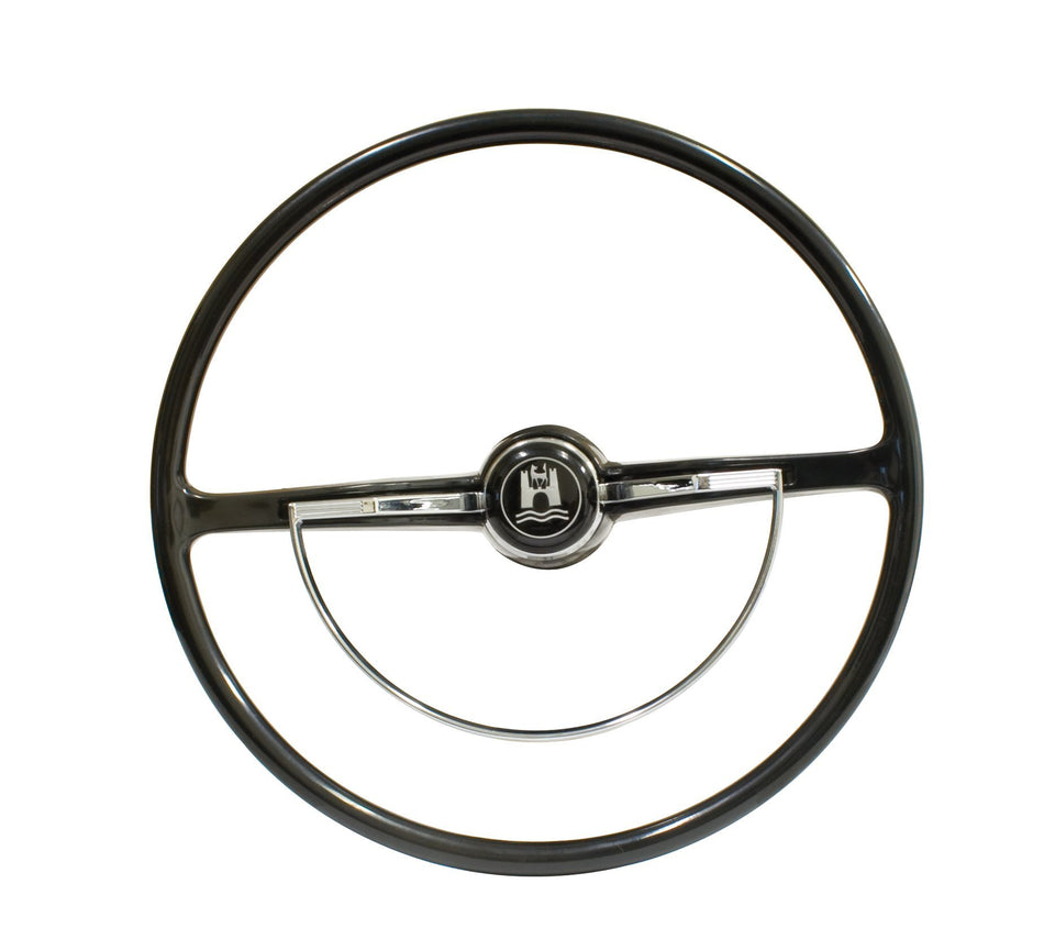EMPI 79-4005-0 black 400mm steering wheel kit, 1966 design, for VW Beetle, Ghia and Type 3 1962-1971