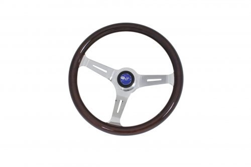 EMPI Classic Wood Steering Wheel Kit - 380mm Dark Wood & Billet Boss - VW Beetle, Ghia, Type 3 for Beetle, Karmann Ghia,...