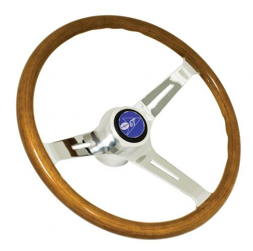 EMPI Classic Wood Steering Wheel Kit - 380mm Light Wood & Billet Boss - VW Beetle, Ghia, Type 3 for Beetle, Karmann Ghia,...