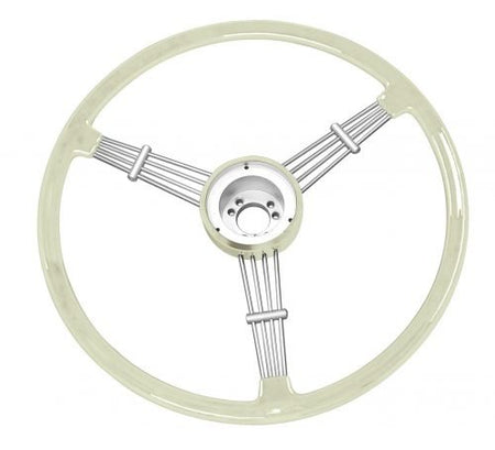 Banjo Style Vintage Steering Wheel Kit - 15.5" Silver / Grey - Classic VW & Porsche Styling