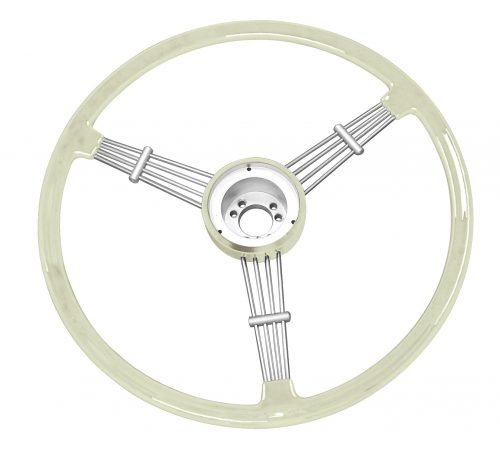Banjo Style Vintage Steering Wheel Kit - 15.5" Silver / Grey - Classic VW & Porsche Styling