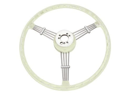 Banjo Style Vintage Steering Wheel Kit - 15.5" Silver / Grey - Classic VW & Porsche Styling