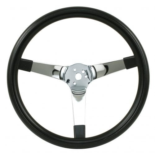 EMPI 14.75" Classic Foam Steering Wheel - Solid Chrome Spokes - 4.25" Deep Dish