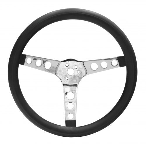 EMPI 13.5" Classic Foam Steering Wheel - Drilled Chrome Spokes - 3.5" Dish