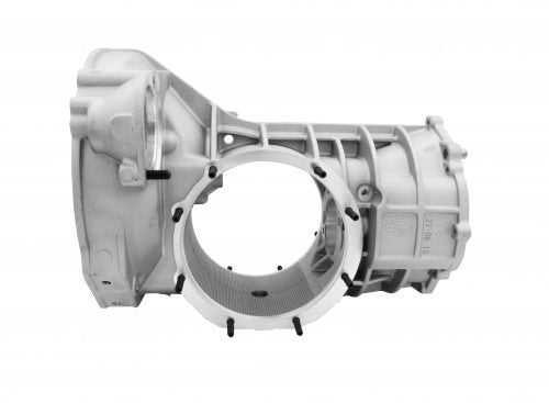 EMPI HD reinforced aluminum VW transaxle case, side profile showing bellhousing and gusseted webbing
