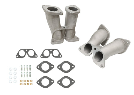 Pair of cast aluminum intake manifolds for Weber 40 IDF carburetors, Porsche 356 and 912, B1-0101-6