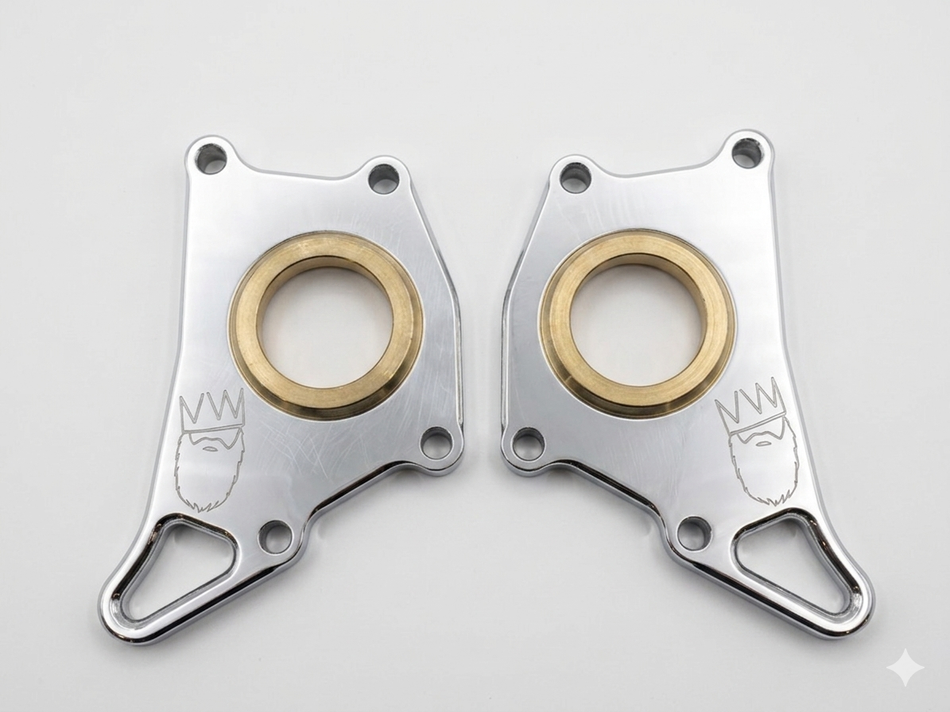 Polished Billet IRS Bearing Retainers, Pair, VW Beetle, Super Beetle & Ghia IRS, Mirror Polish