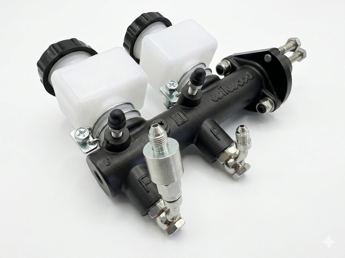 Wilwood 1in Bore Tandem Master Cylinder Kit, 4-Wheel Disc 50/50 Dual-Circuit - VW Type 1 Beetle, alternate view