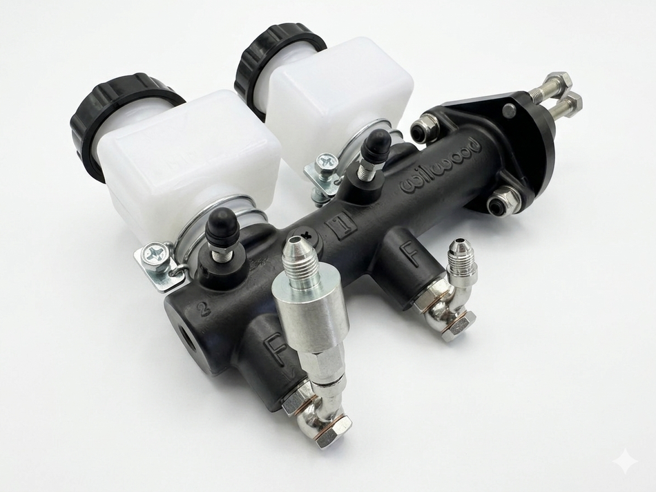 Wilwood 1in Bore Tandem Master Cylinder Kit, 4-Wheel Disc 50/50 Dual-Circuit - VW Type 1 Beetle, alternate view