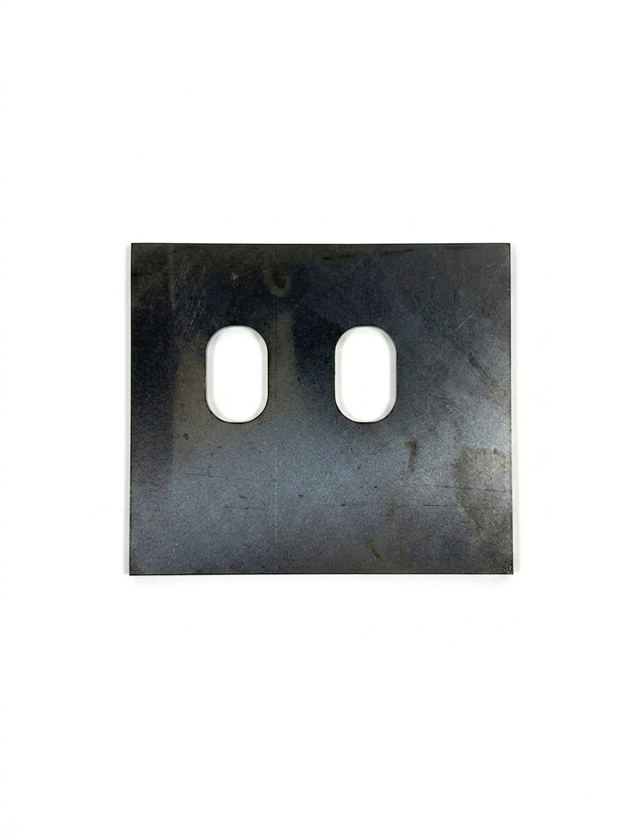 VW Beetle Napoleon hat underside rust repair patch panel, laser cut steel with two oval cutouts