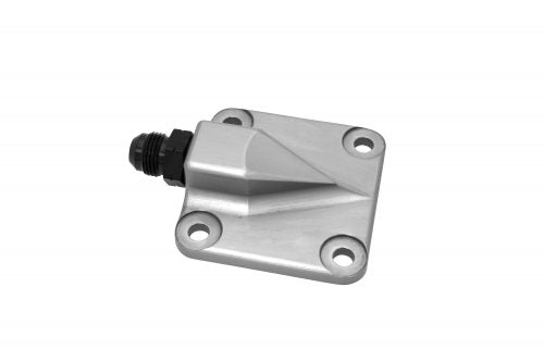 JayCee Billet Full-Flow Oil Pump Cover with #8 O-ring Fitting - Silver Anodized
