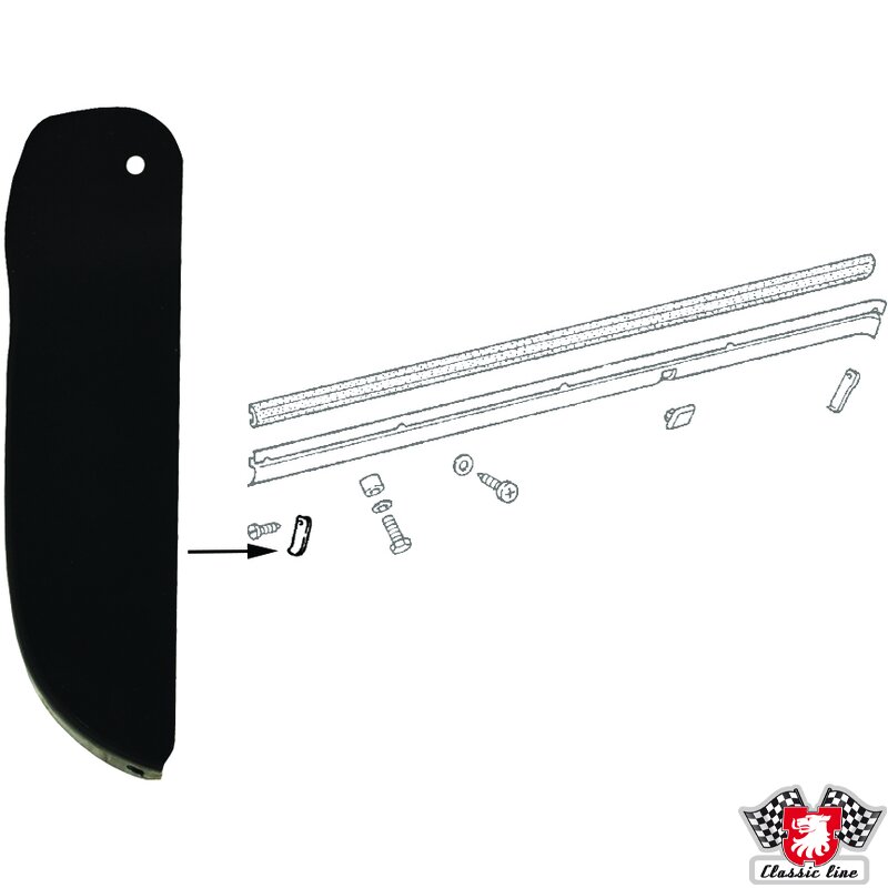 Rocker Panel End Cap, Right Front / Left Rear — JP Group Dansk JP-2323-0 for Porsche 1974–1989