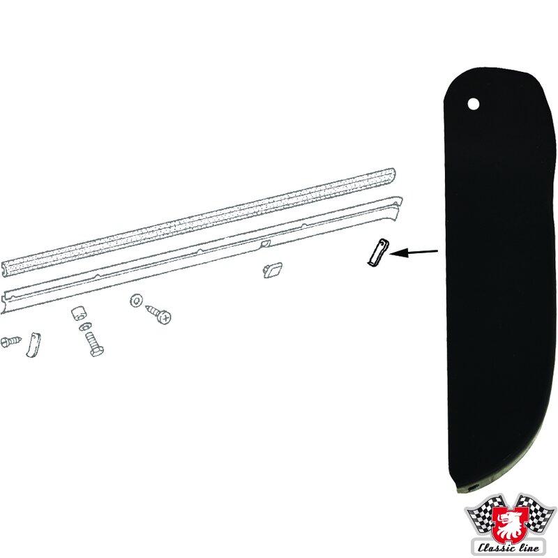 Rocker Panel End Cap, Black, Left Front / Right Rear — JP Group Dansk JP-2324-0 for Porsche 1974–1989