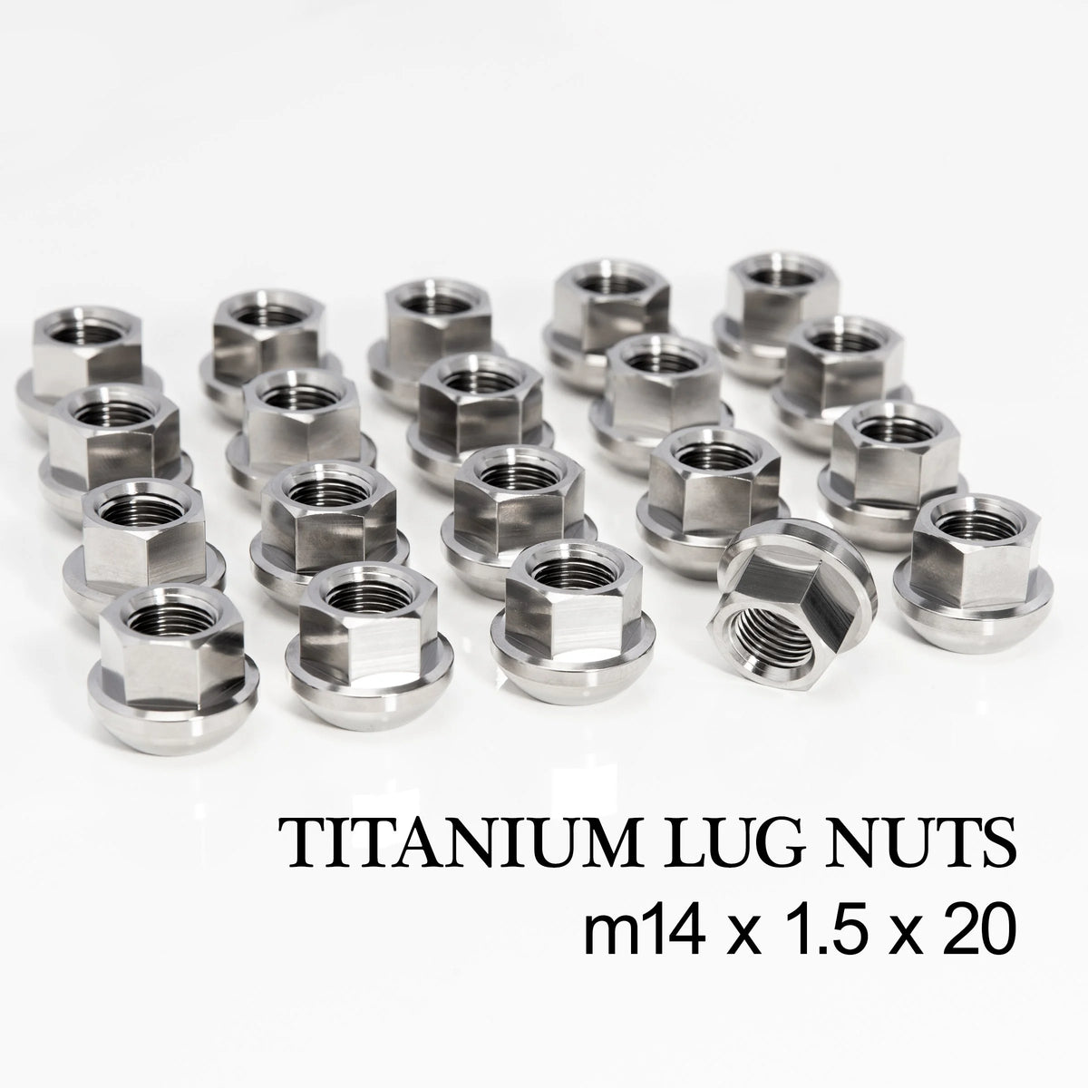 King Performance forged titanium lug nut, M14 x 1.5 x 20mm short, raw Ti6Al-4V finish, 19mm hex