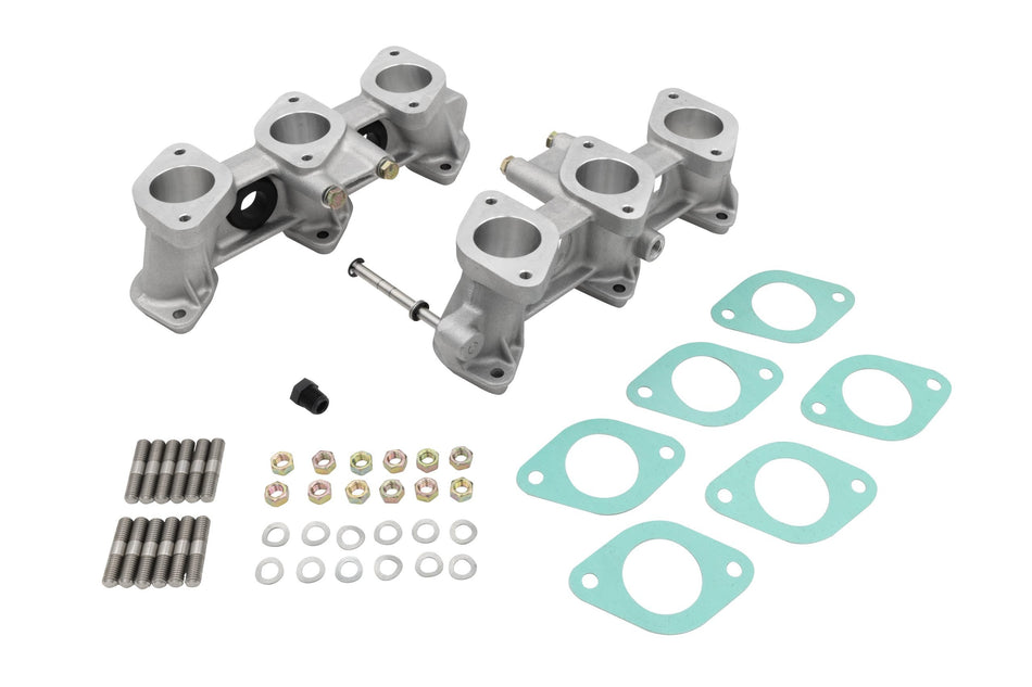 PMO Intake Manifold Set, Carbureted or MFI 40x32mm, Standard Height (82mm), Raw Aluminum Finish for Porsche 911 (PM-O901-0)