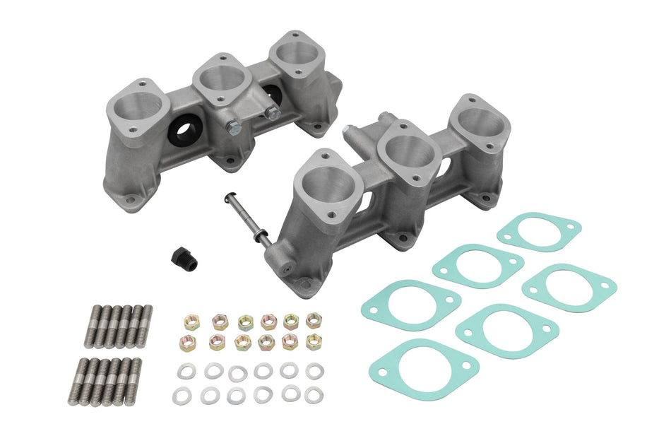 PMO Intake Manifold Set, Carbureted or MFI 46x42mm, Tall Version (100mm), Raw Aluminum Finish for Porsche 911 (PM-O905-0)