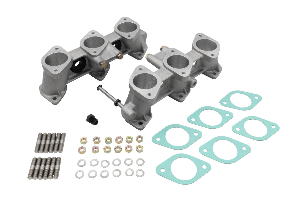 PMO Intake Manifold Set, CIS Injection 46x40mm, Standard Height (82mm), Raw Aluminum Finish for Porsche 911 (PM-O910-0)