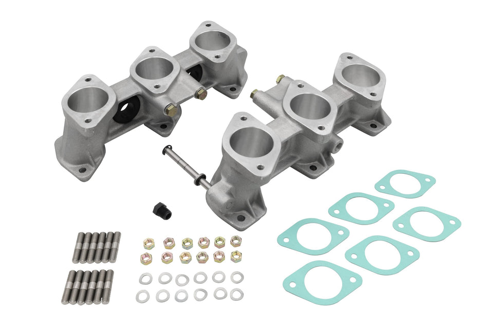 PMO Intake Manifold Set, Motronic Injection 46x41mm, Standard Height (82mm), Raw Aluminum Finish for Porsche 911 (PM-O914-0)