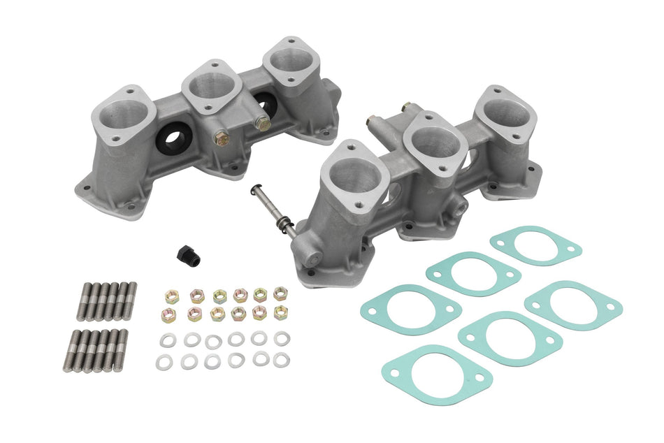 PMO Intake Manifold Set, Motronic Injection 50x42mm, Standard Height (100mm), Raw Aluminum Finish for Porsche 911 (PM-O916-0)