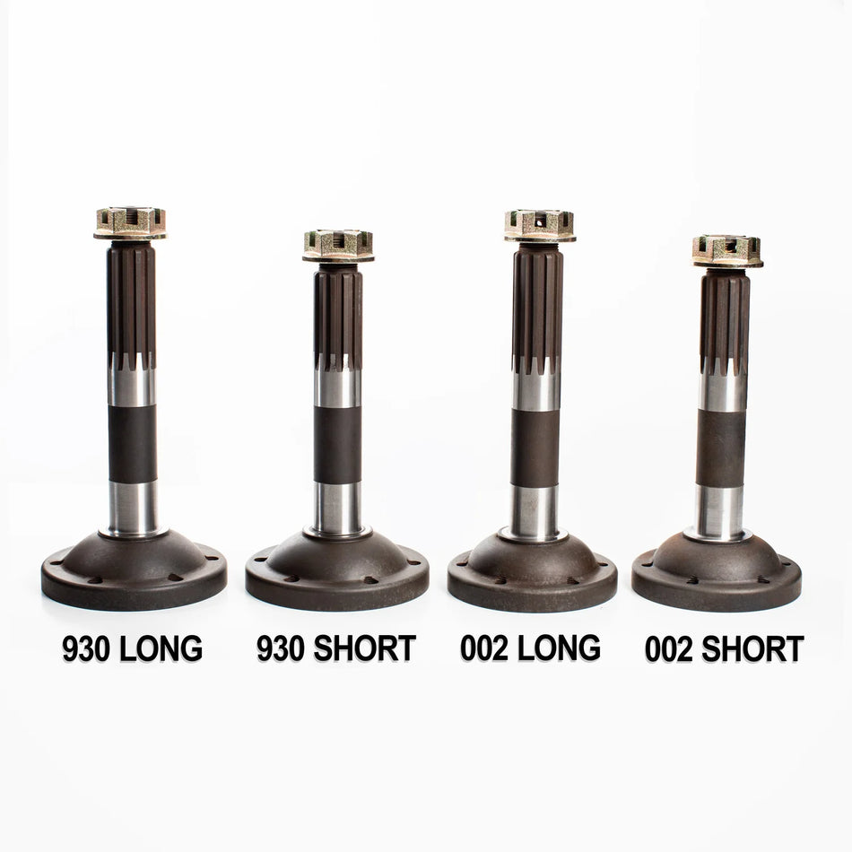 Dave Folts DFT 4340 billet steel stub axles for VW IRS rear suspension, 930 and Type 2 CV flange, pair