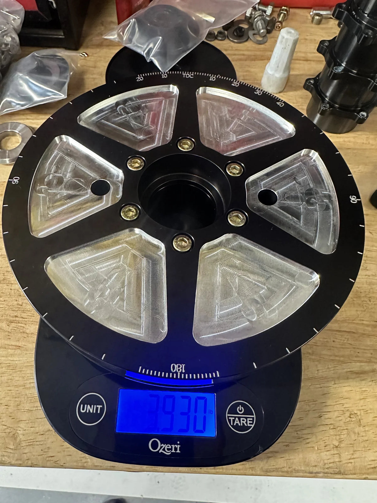 King Performance 6.7 inch spoked Heavy billet crank pulley, 3.93 lb, hard black anodized with 4140 steel hub, air-cooled VW Type 1