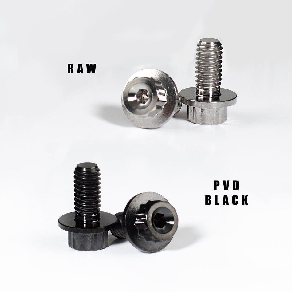 King Performance titanium engine tin bolts, M6 x 1.0 x 13mm with 8mm 12-point head, 3mm Allen drive and 13mm flange, for air-cooled VW engine tin