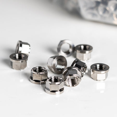 King Performance titanium M8 x 1.25 locking nuts, 10mm OD, pack of 10