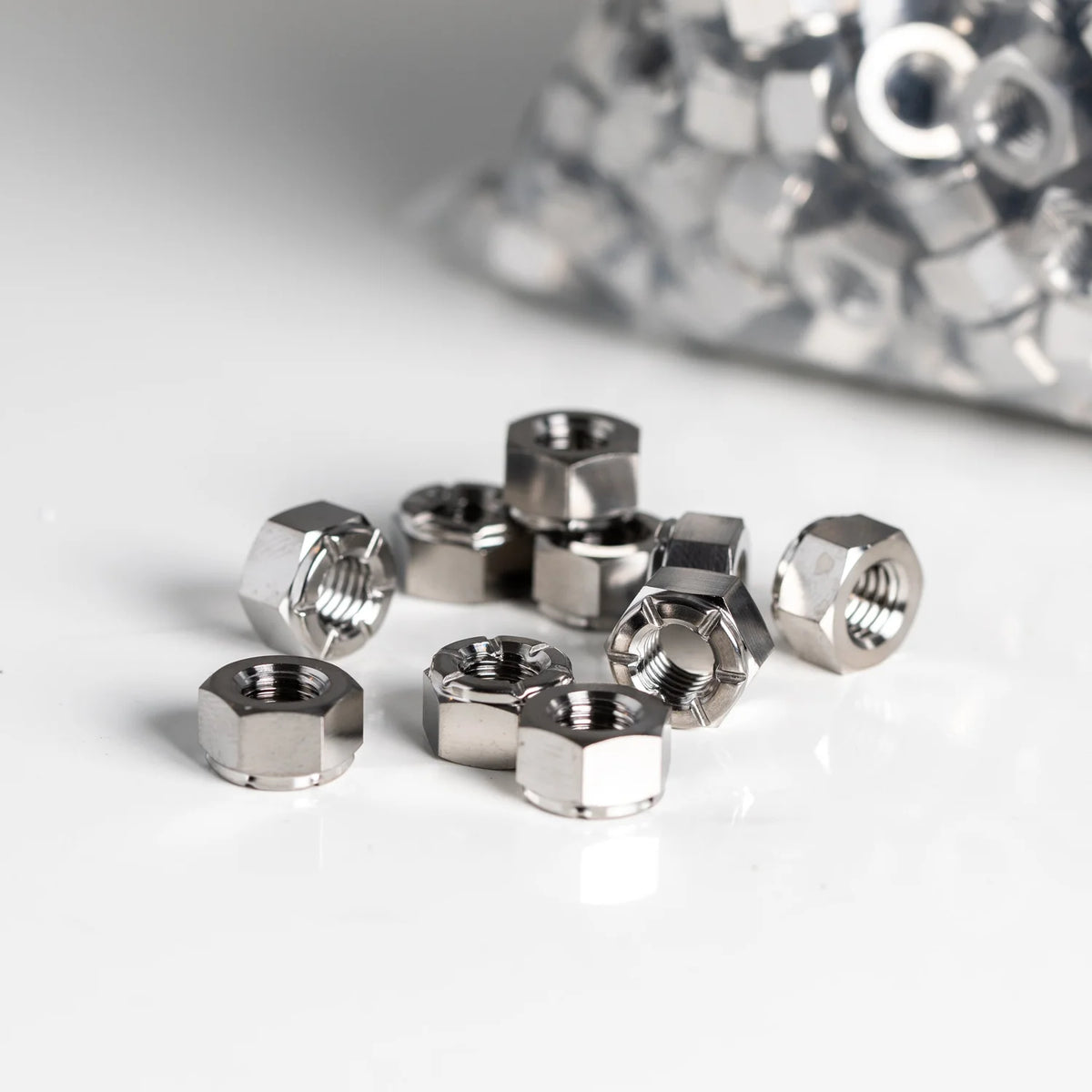 King Performance titanium M8 x 1.25 locking nuts, 13mm OD, Grade 5
