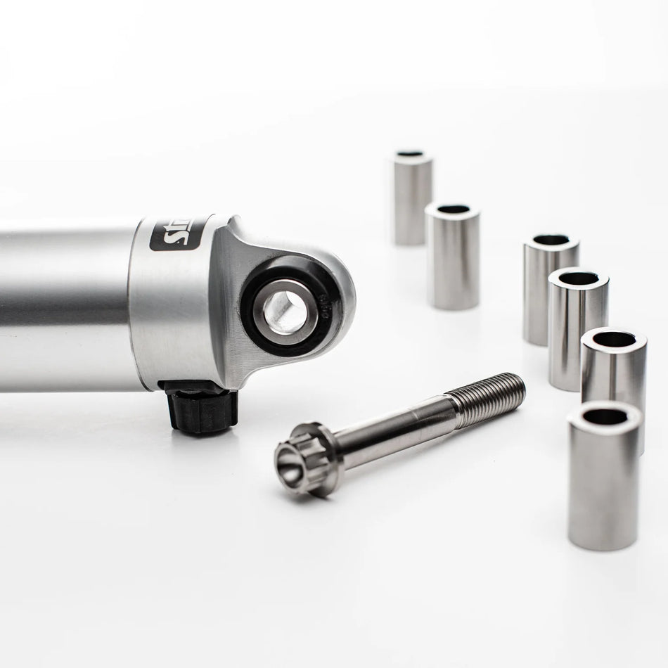 King Performance titanium shock spacers, 19mm OD x 12mm ID x 35mm, for air-cooled VW shock mounts
