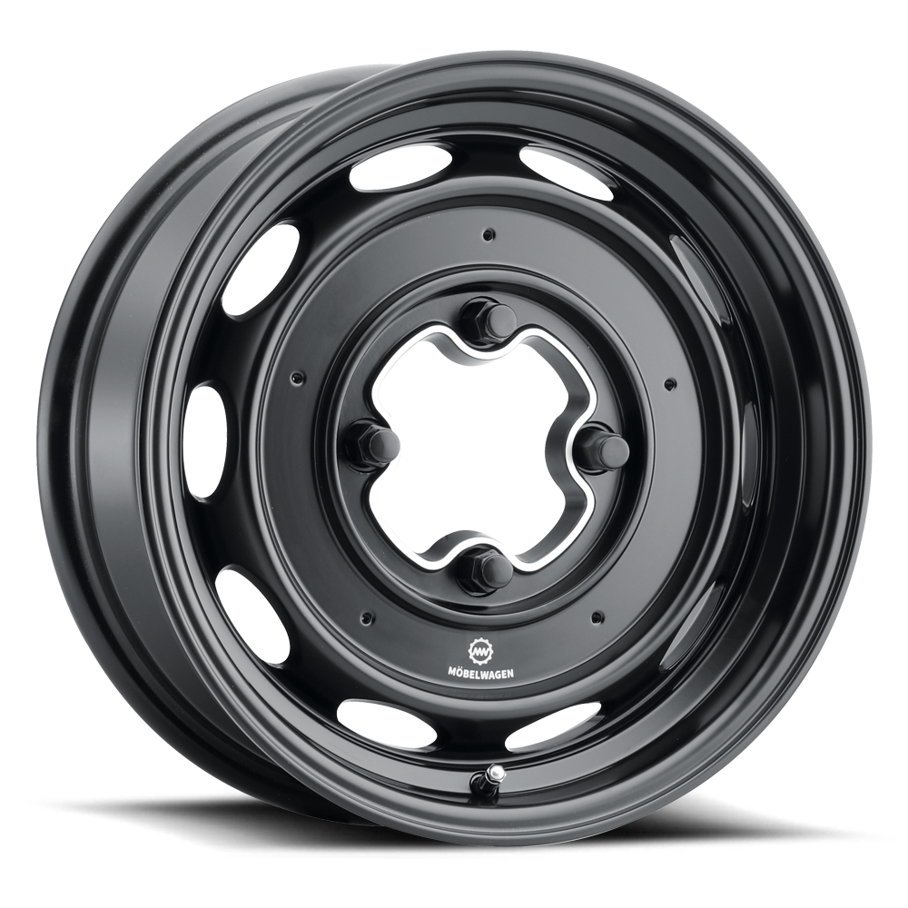 Mobelwagen 430 Interceptor wheel, gloss black with machined center, 4x130 (15x4.5 shown; MW-430B)