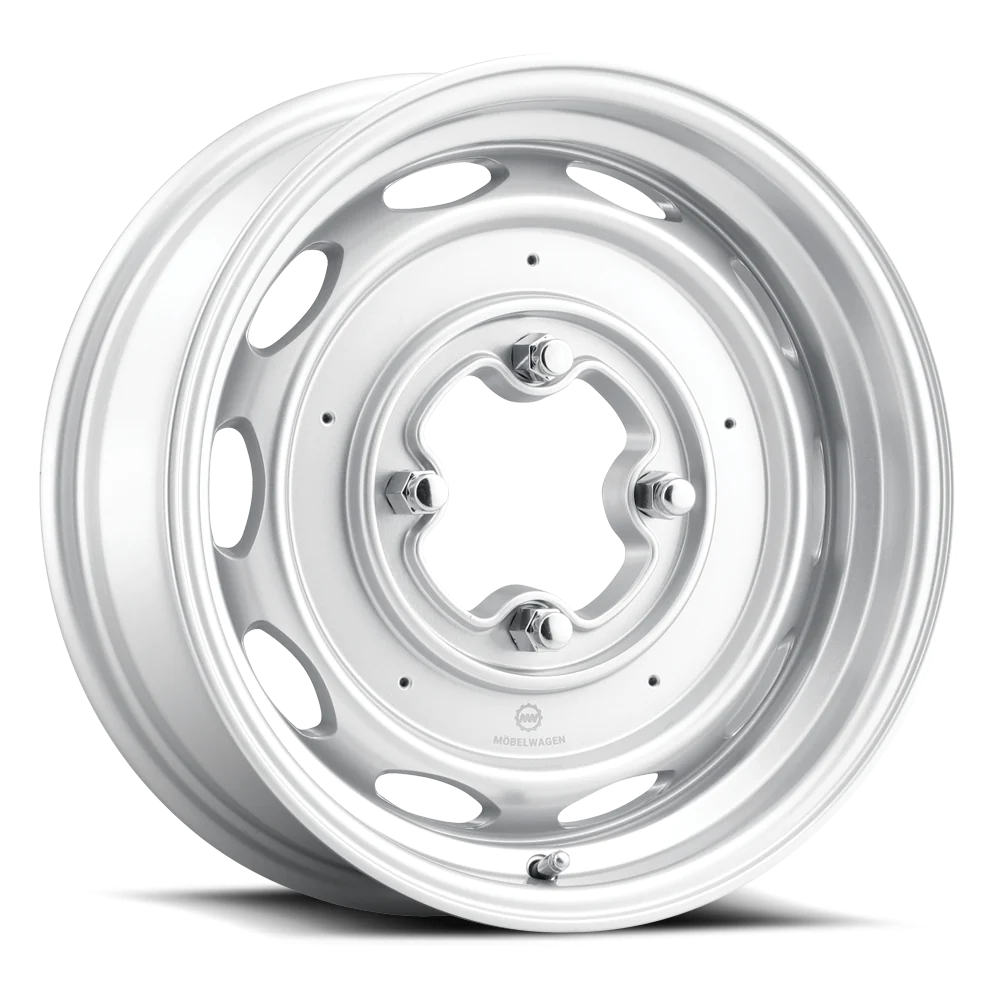 Mobelwagen 430 Interceptor wheel, satin silver with machined center, 15x5.5, 4x130 (MW-430S-55530-20)