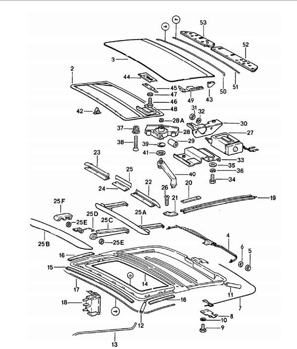 Sunroof Felt Gasket for Porsche 911/964/993 (1974-1998) - Part 91156440900