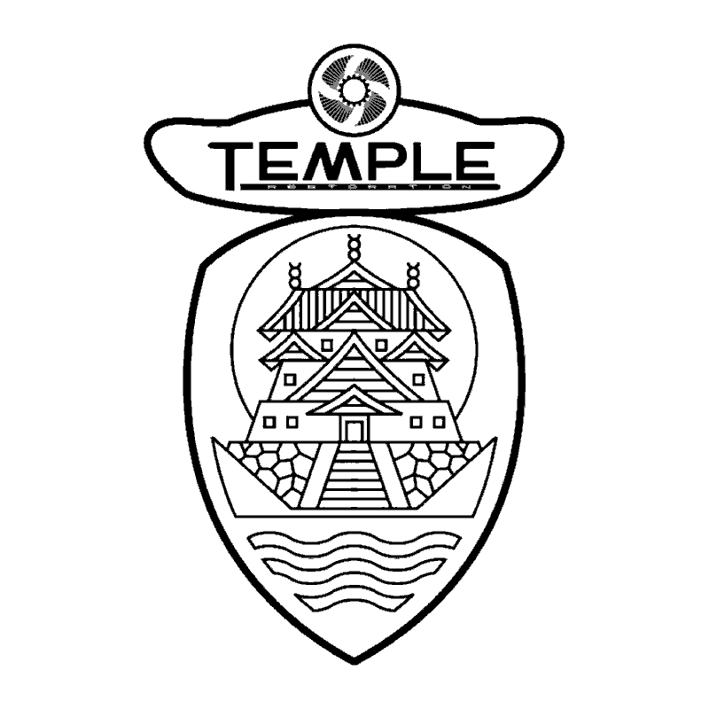 Temple Restoration Paints logo, VW factory-color 1K gloss enamel spray paint