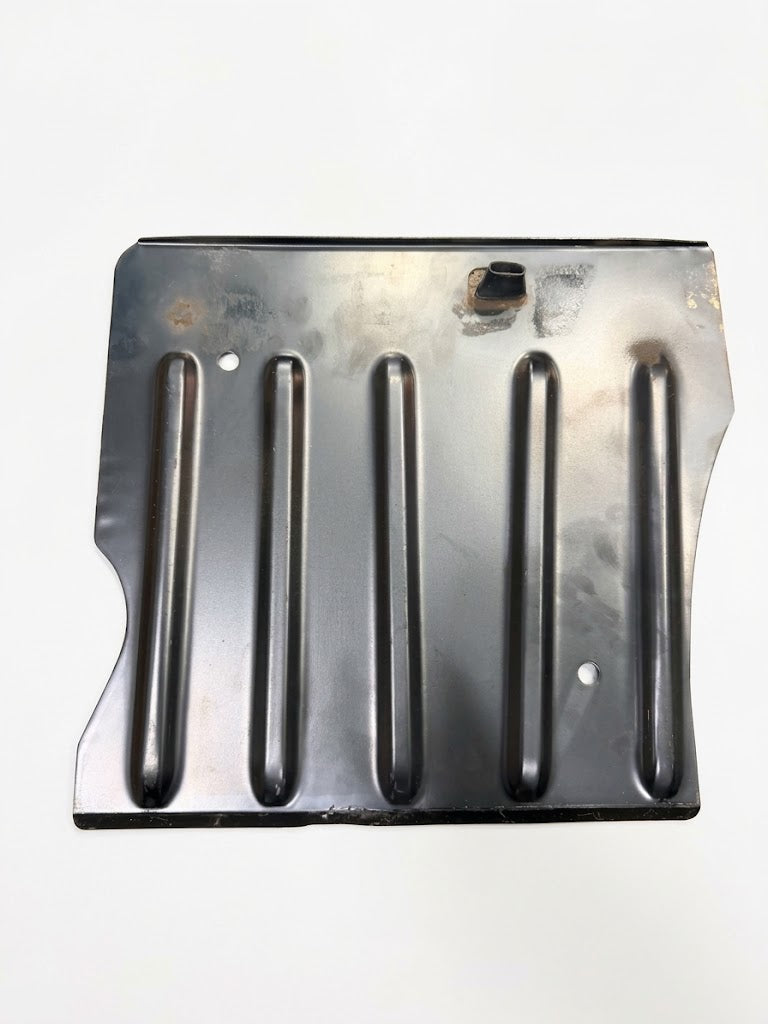Original German VW Super Beetle 1302/1303 front center kick panel with factory grommet and stamped stiffening ribs