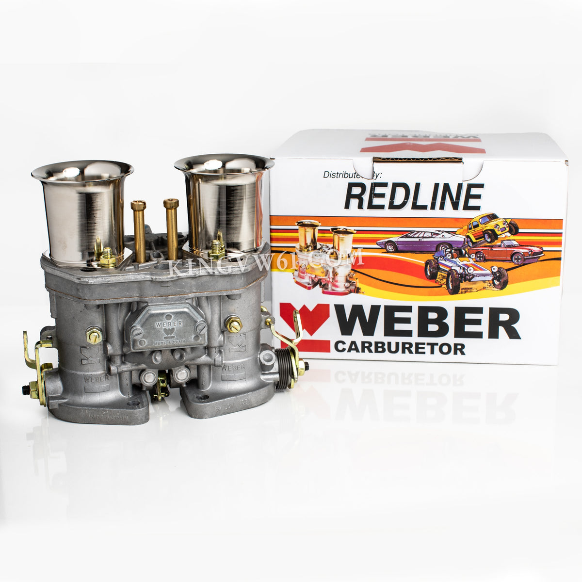 Weber Redline 44 IDF synchronous two-barrel downdraft carburetor, made in Spain, for air-cooled VW Type 1 dual-carb builds