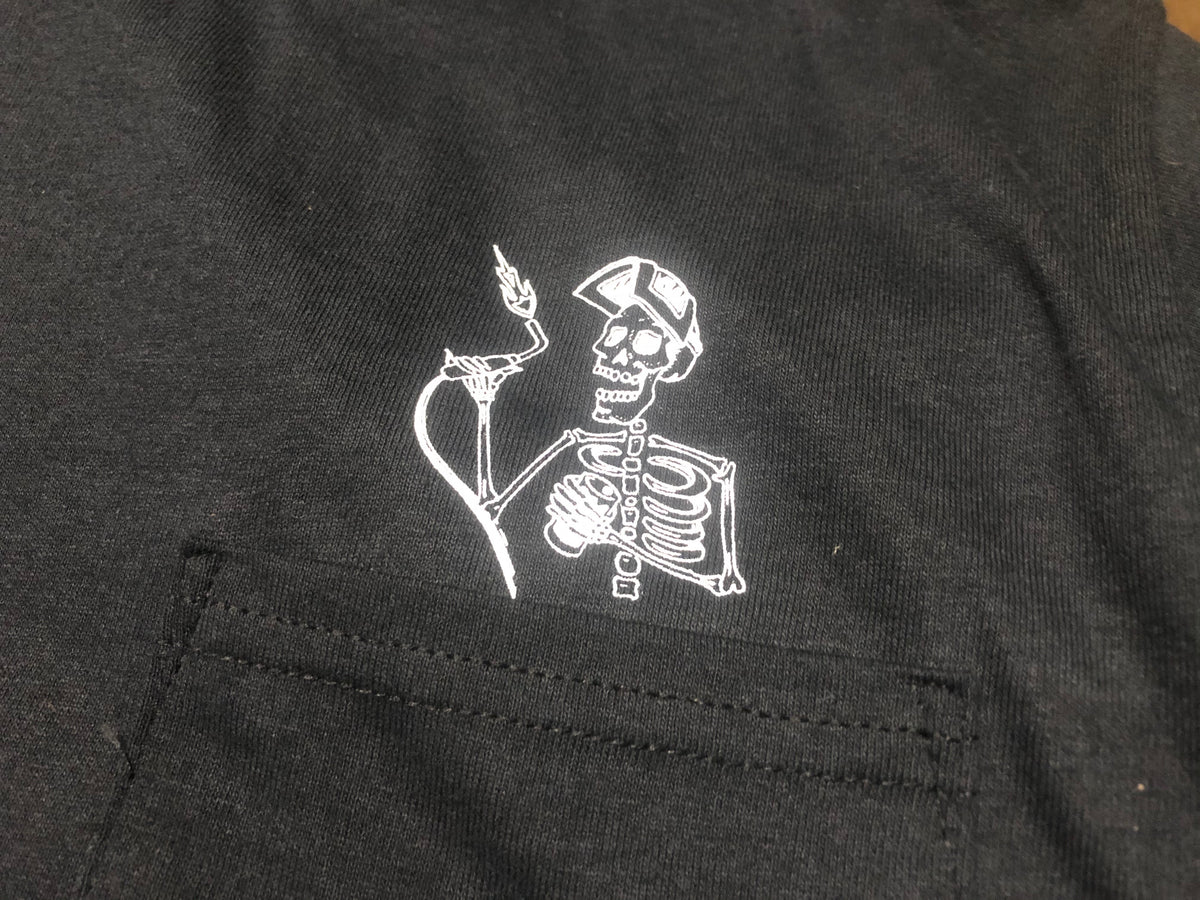 Washburn's Metal Skeleton Pocket Short Sleeve Shirts — close-up